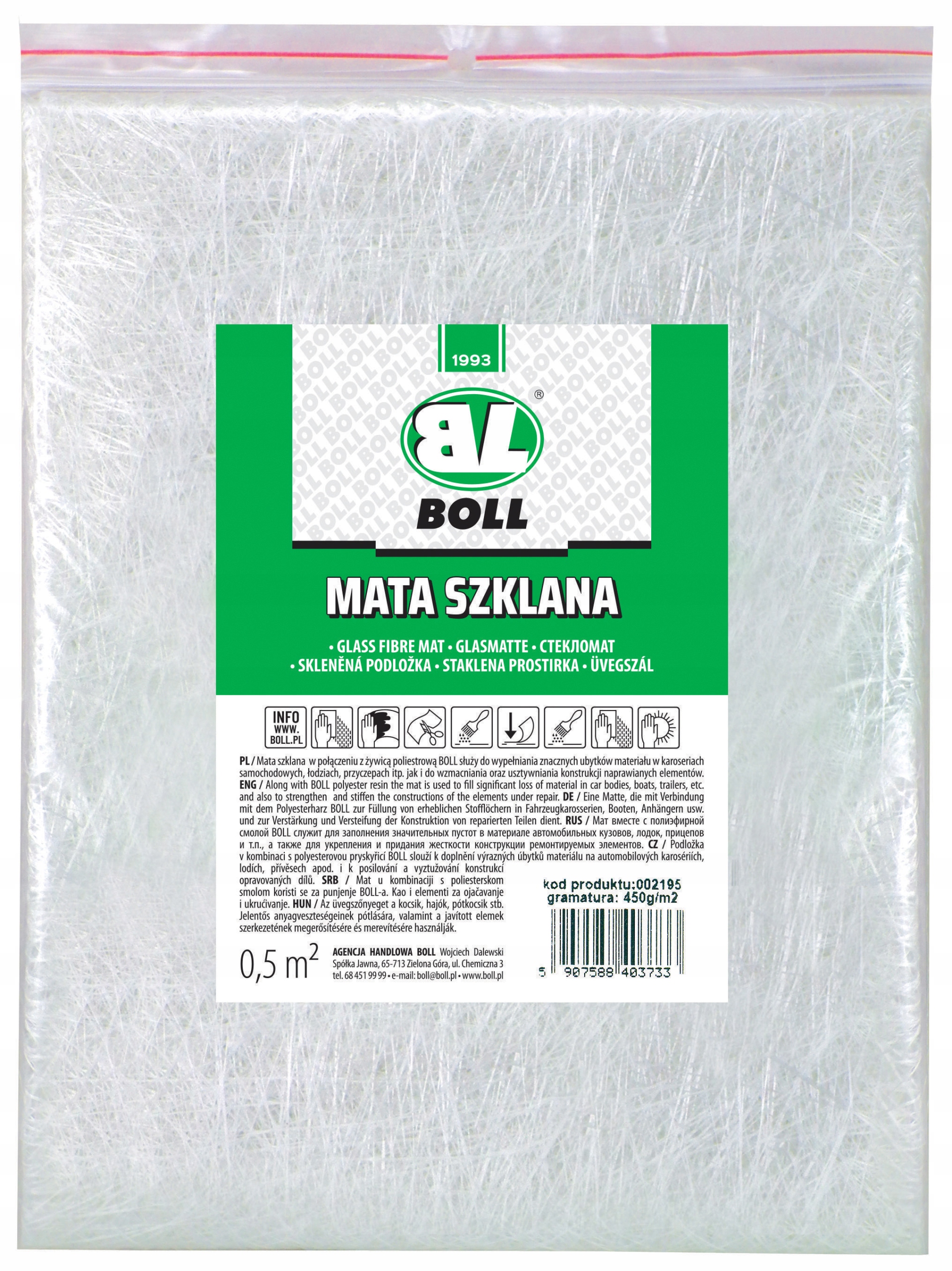 

Boll Mata Szklana 450g /m² 0,5m² 002195