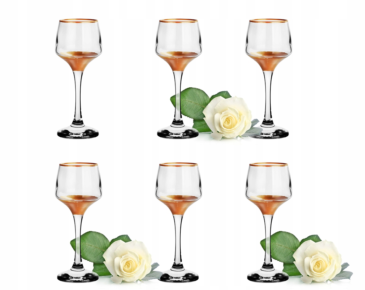 

6x Ręcznie Dekorowany Kieliszek 75ml Złoty