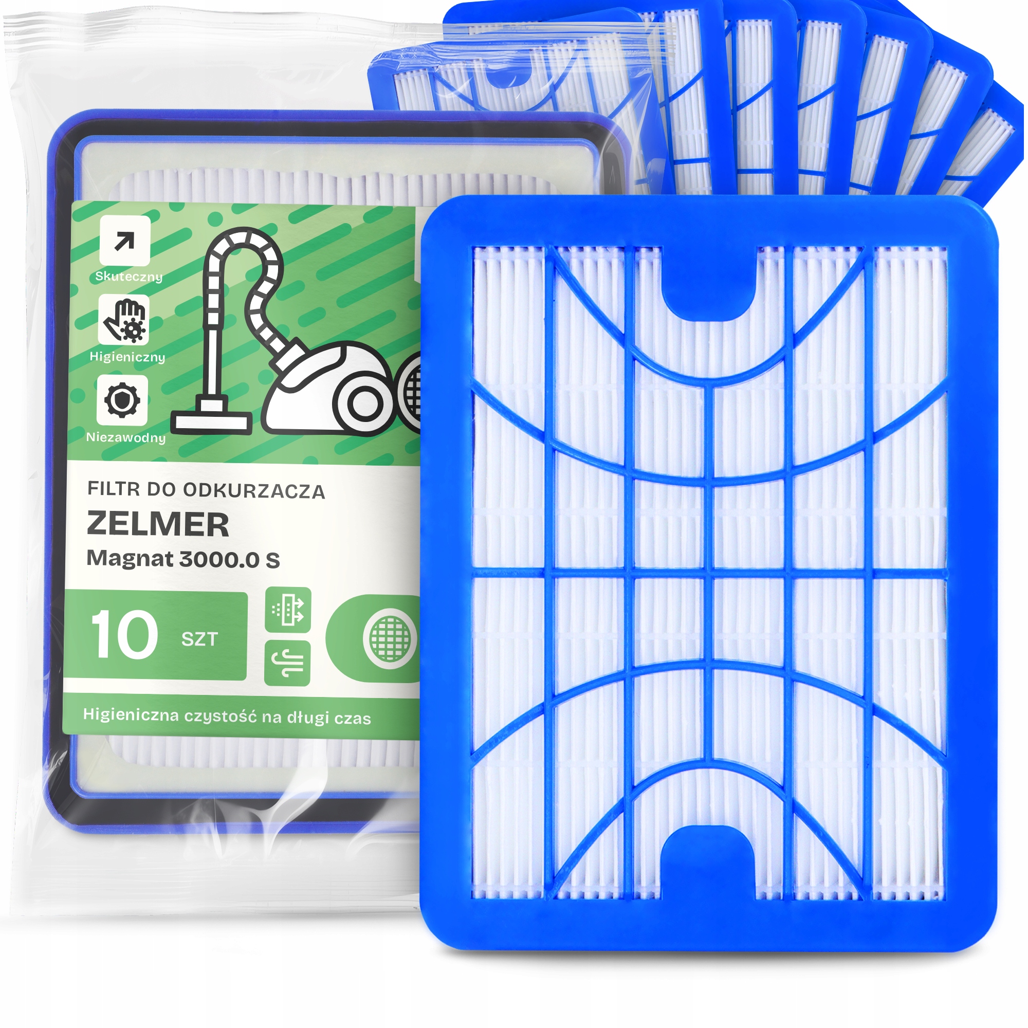 10 x Vzduchový Filtr Pro Vysavač Zelmer Magnat 3000.0 S Hepa Výkonný Em-w