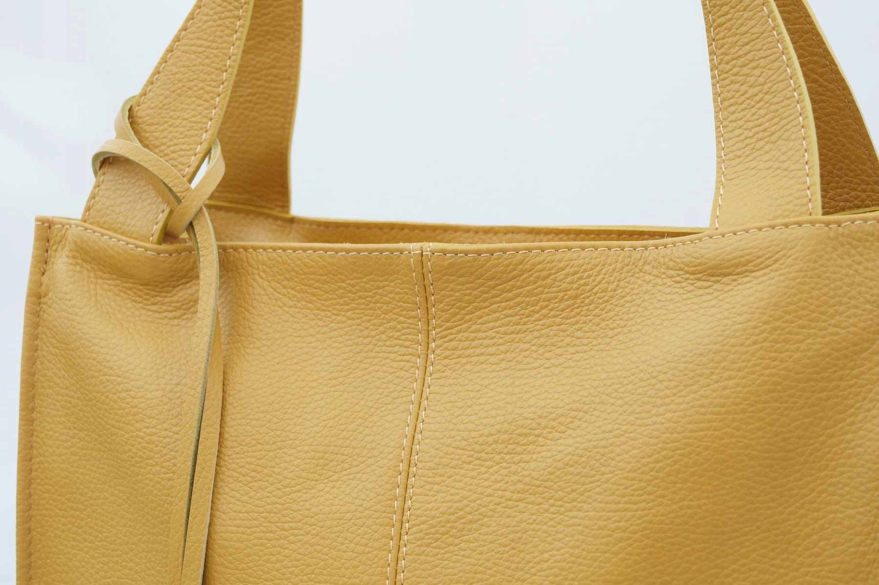 VERA PELLE torebka damska skórzana shopper klasyczna na ramię TAUPE Wzór dominujący bez wzoru