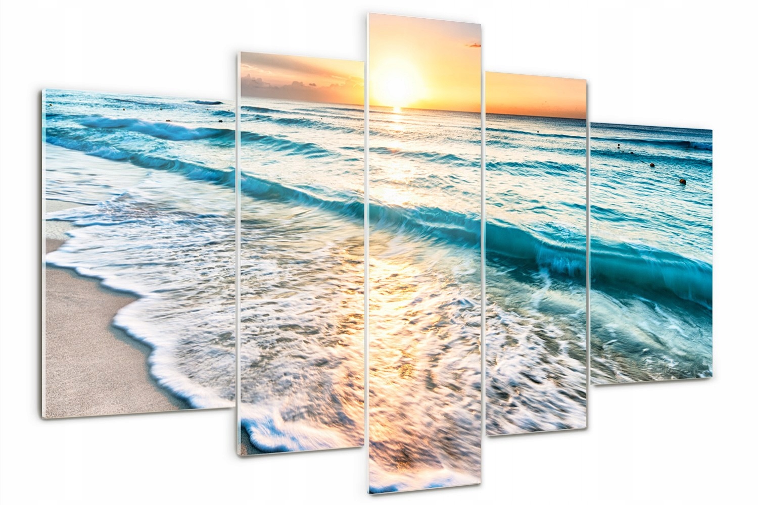 

Obraz szklany duży tryptyk Zachód słońca plaża