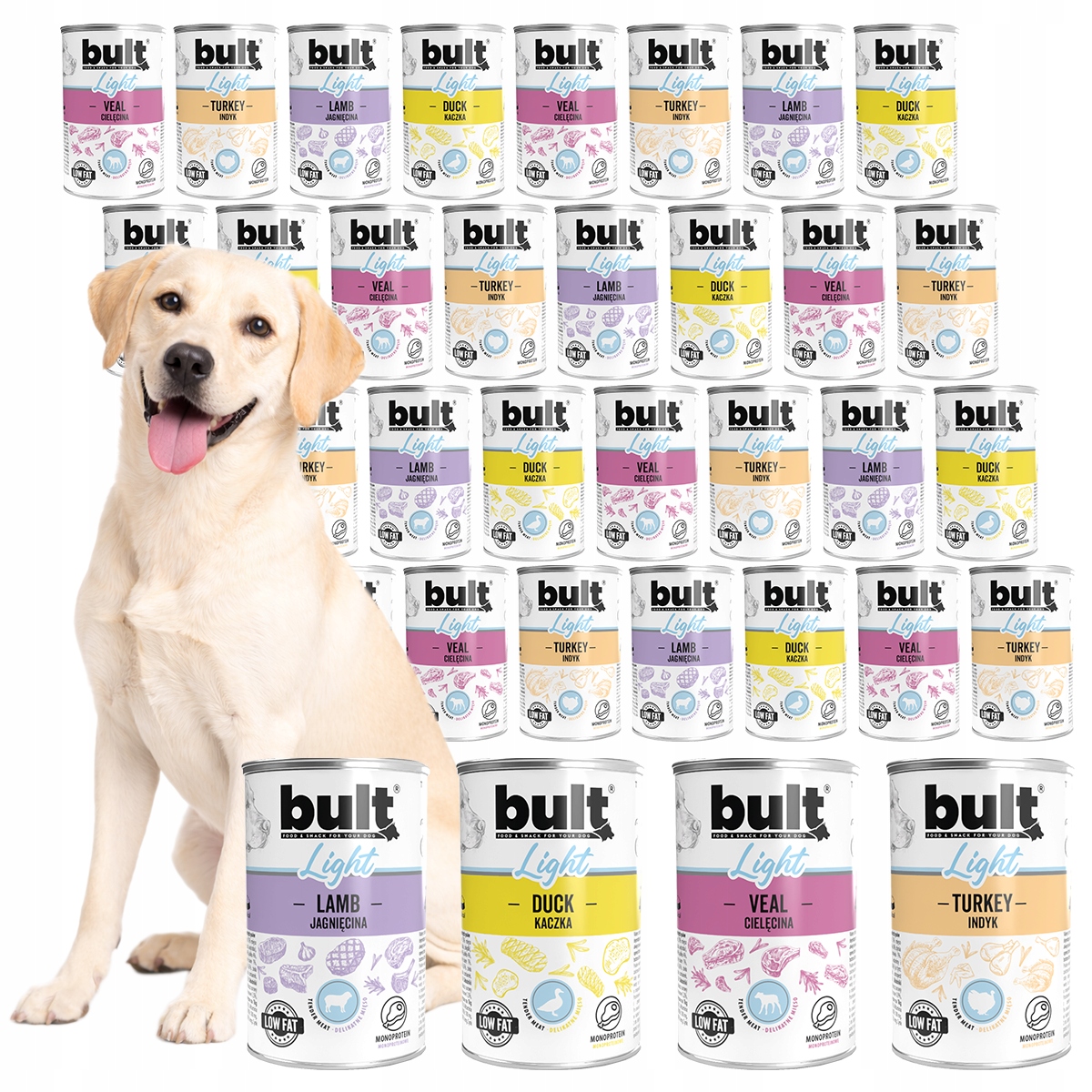 Levně Vlhké Krmivo Pro Psa Bult Light MIX Chutí 36x400g Plechovka Set