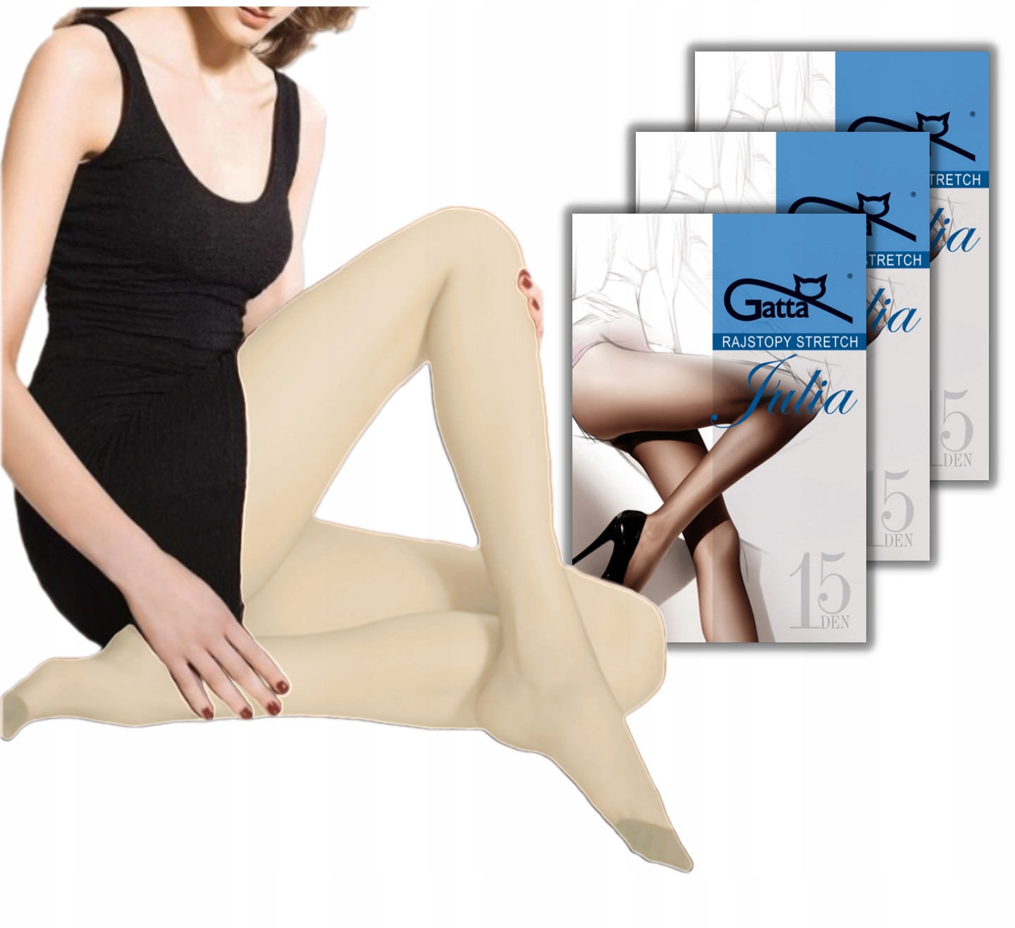 

Rajstopy Gatta Julia Stretch 15den 5-XL panna 3pak