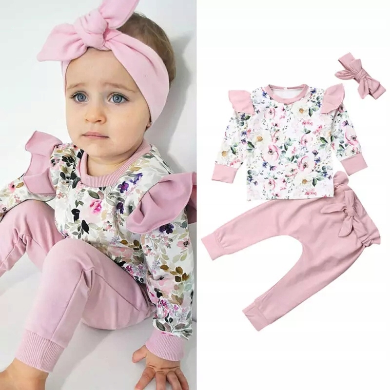 

Komplet 92 bluza w kwiaty+spodnie baggy+opaska