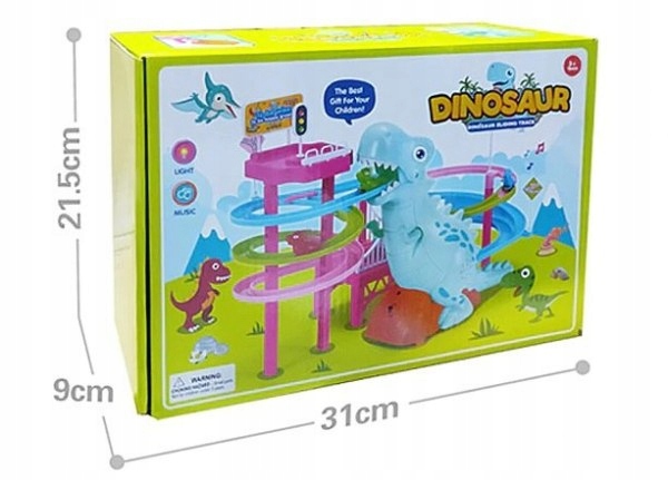 LABIRYNT ZJEŻDZALNIA DINOZAURÓW Z KLOCKÓW 73szt Wiek dziecka 3 lata +