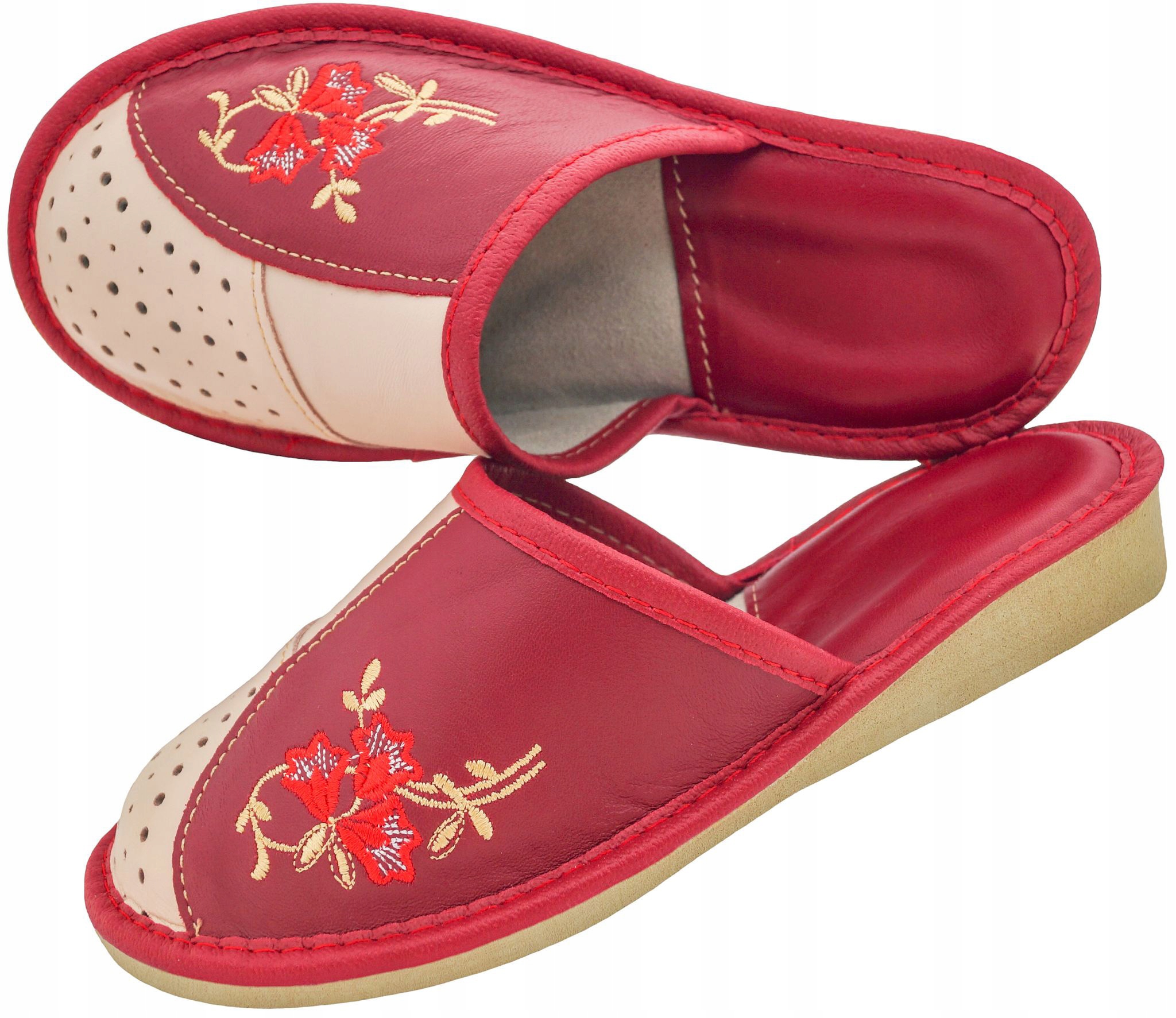 

Pantofle damskie, Kapcie skórzane wsuwka