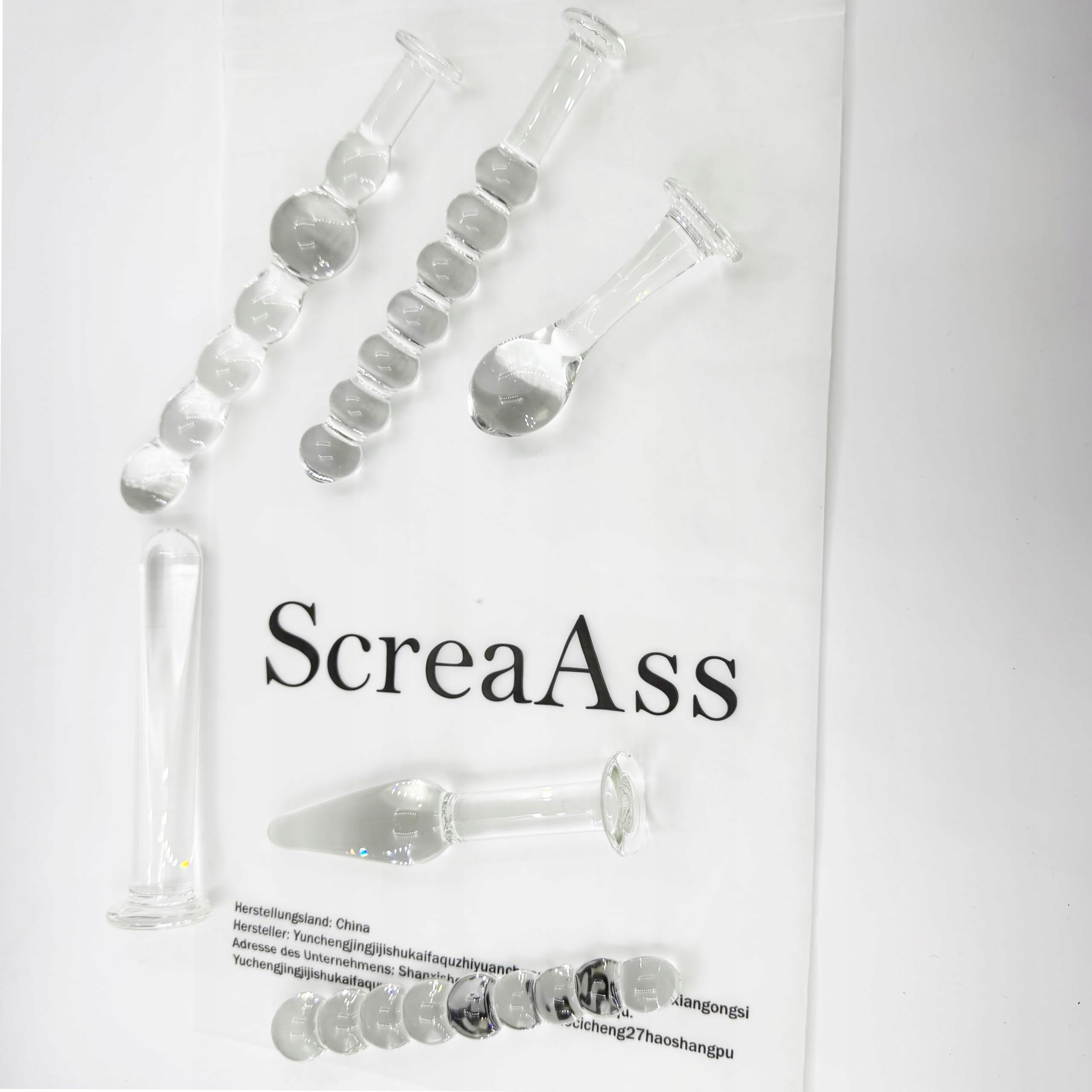 SCREAASS Zestaw 6 Sztuk Szklanych Dildo i Analplugów Dla Początkujących — miniatura 3
