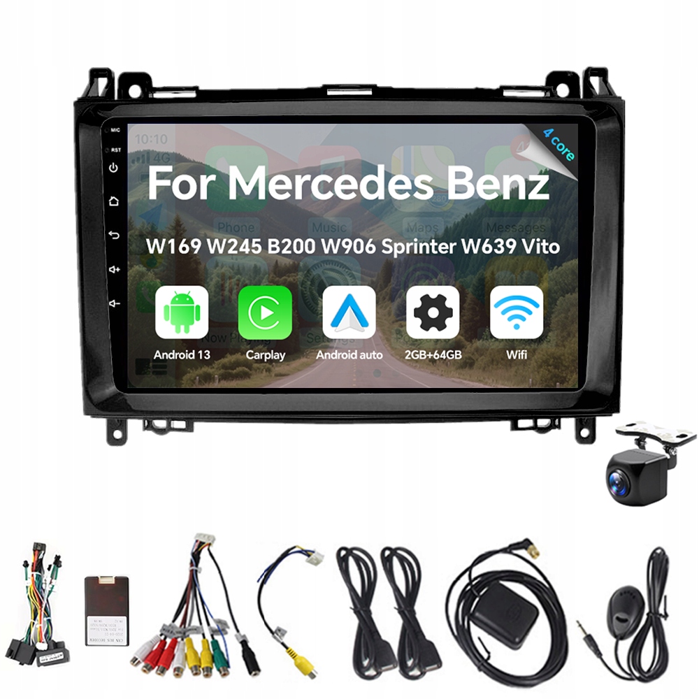2Din Android 13 autorádio pro Benz W169 W245 B200 W906 Sprinter W639 Vito