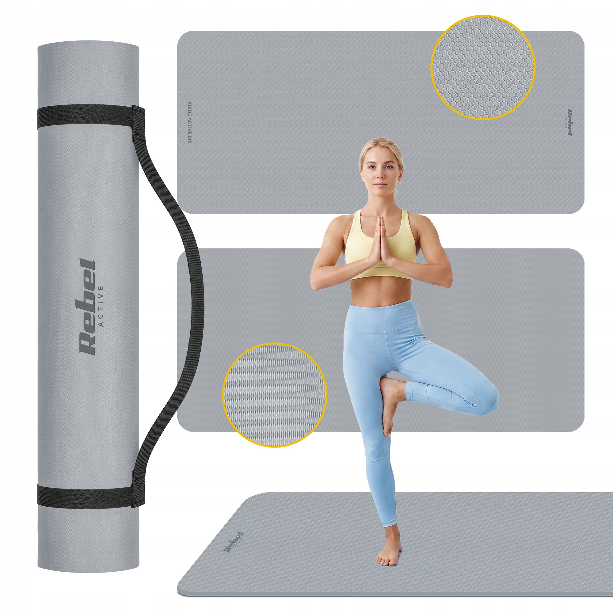 Gymnastická podložka na cvičení jógy pilates fitness 200 x 90 cm Tpe 1 cm Rebel