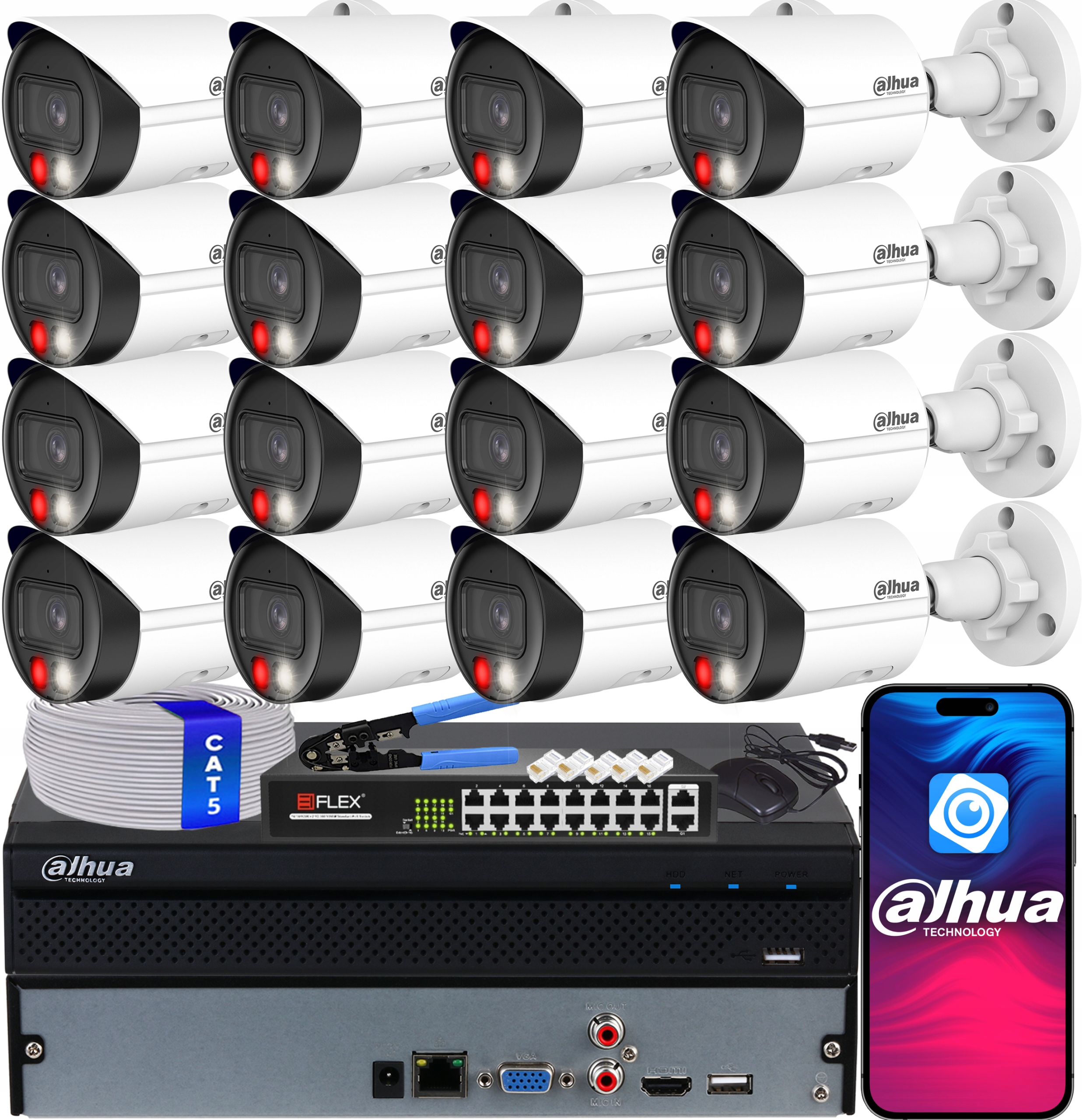 Monitorovací sada 16x IPC-HFW2649S-S-IL 6Mp Dahua WizSense IR30 Dual Light