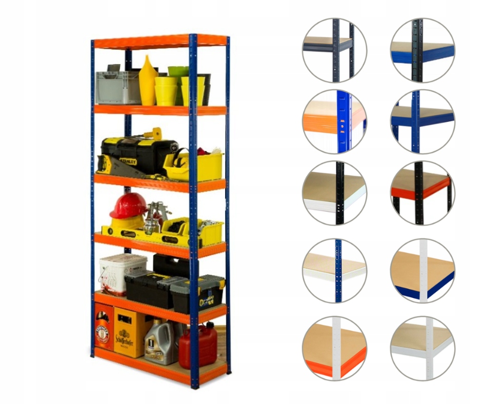 Kovový regál, garážový skladový regál Helios Hno 213x075x35 6x350 kg