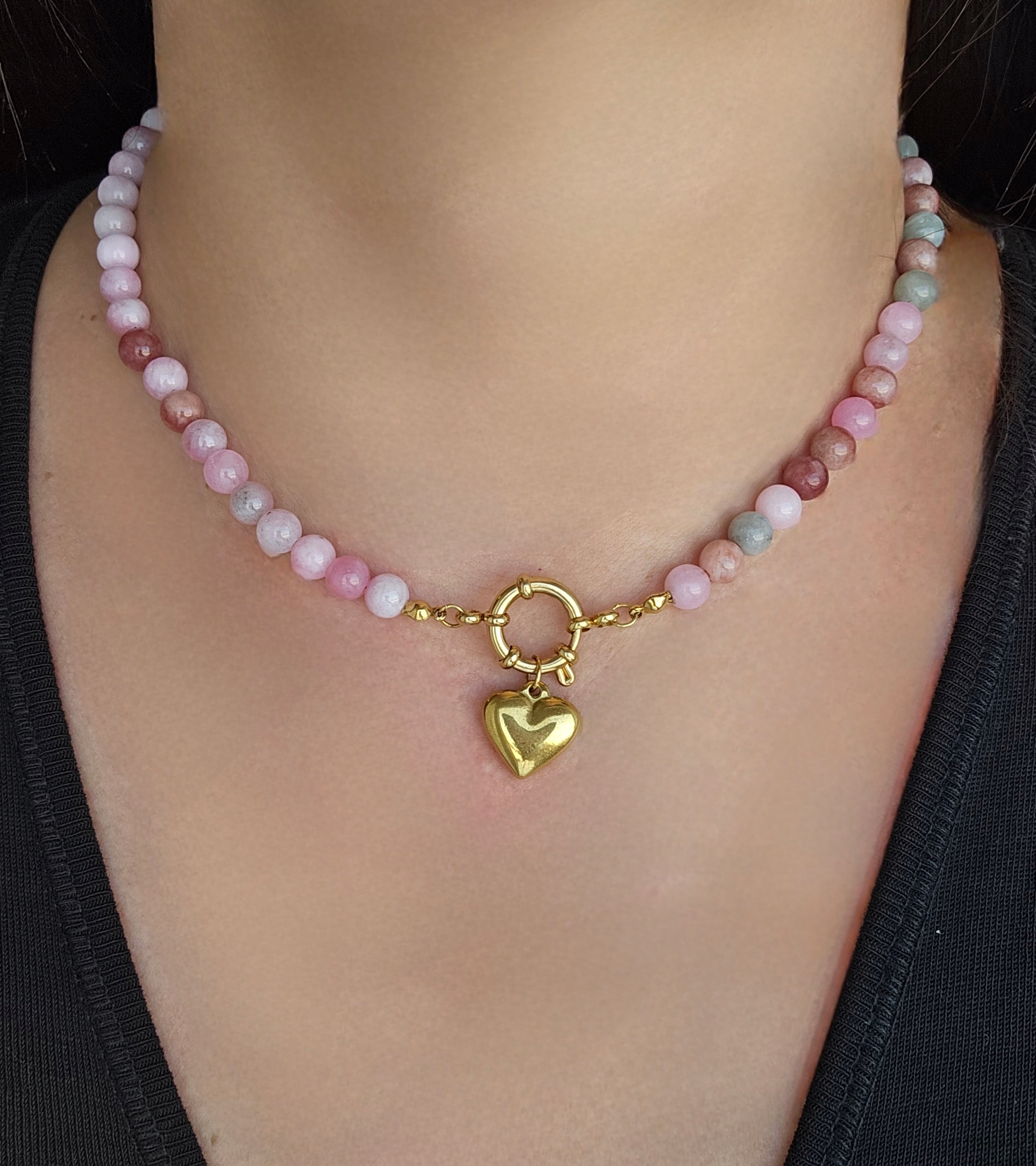 Naszyjnik Kamienie Naturalne Jadeit Serce