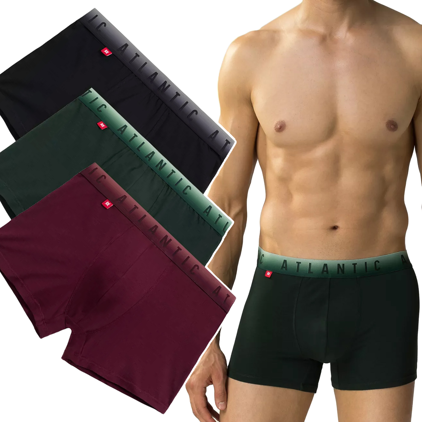 Pánské Boxerky Atlantic 3MH-052, přiléhavé šortky, 3 Vzory XXL