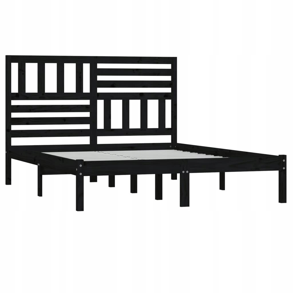 Rama łóżka z litego drewna, czarna, 120x190 cm, 4FT, podwójna Rozmiar (cm) 120x190
