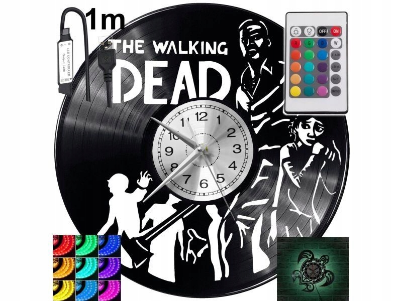 The Walking Dead Led podsvícené nástěnné hodiny Rgb na dálkové ovládání Vinylová deska