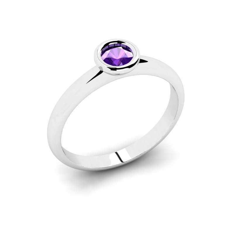 

Pierścionek Z Białego Złota Z Fioletową Cyrkonią