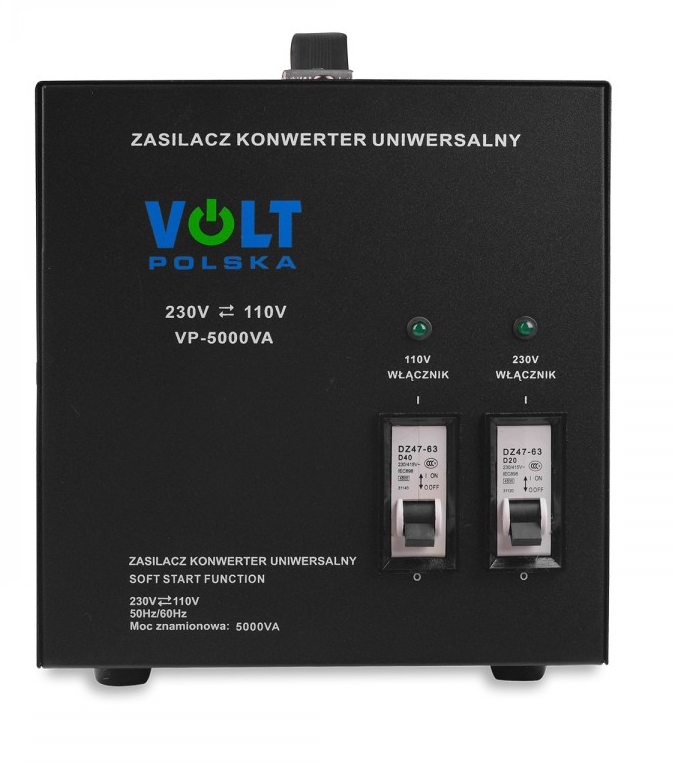 KONWERTER NAPIECIA TRANSFORMATOR 230V 110V 5000W Moc uzytkowa 5000 W