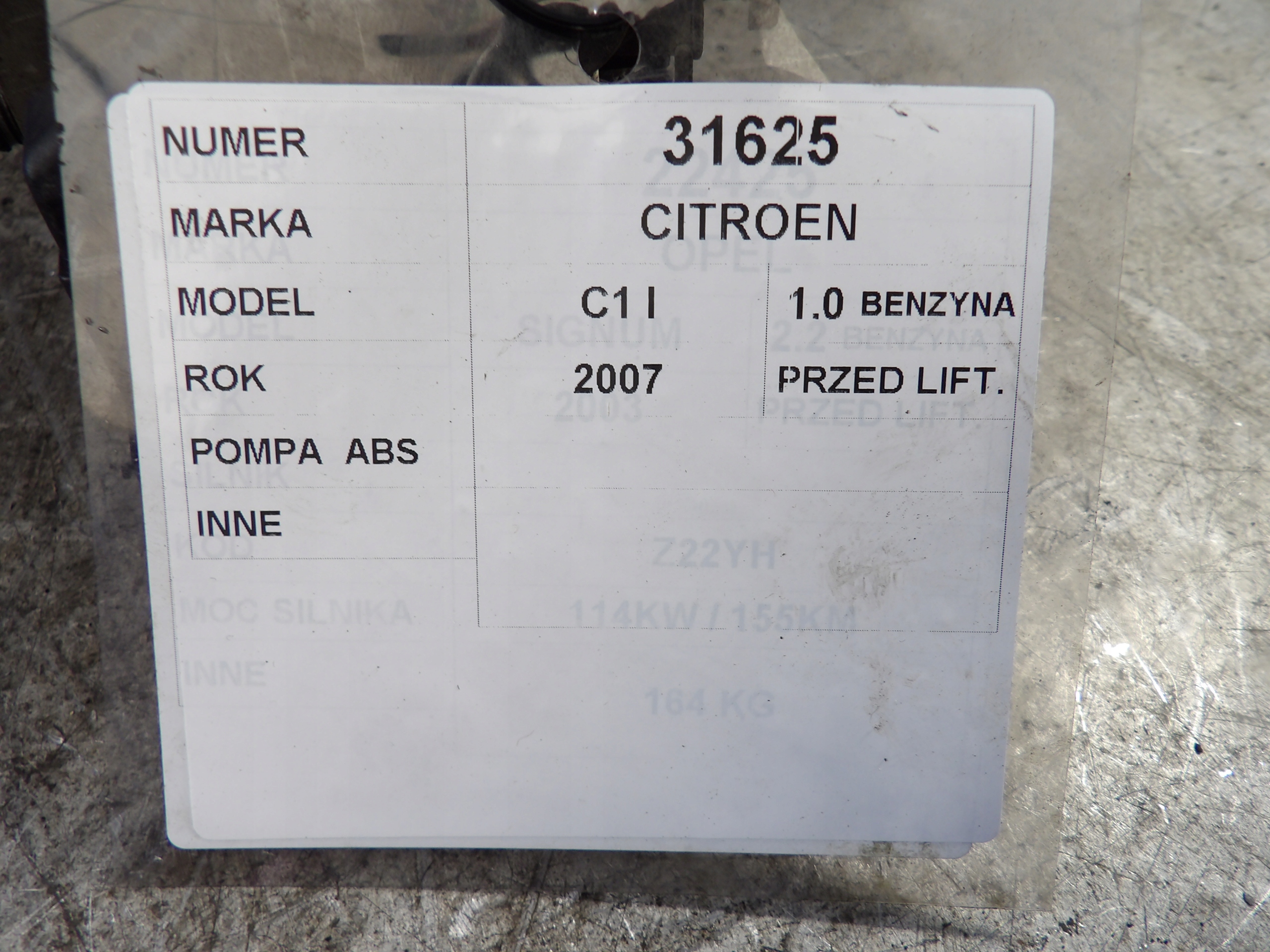 Citroen C1 e Pompa ABS 0265231579