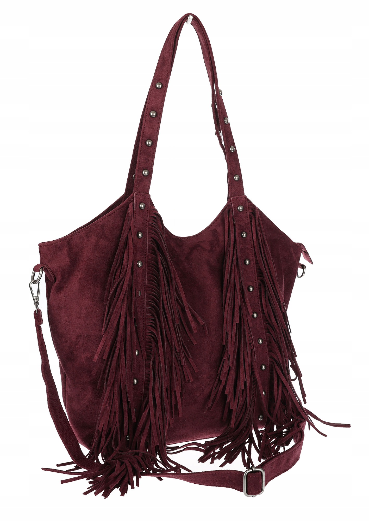 Dámská kabelka Semišová Třásně Shopper Taška přes rameno L3940 Bordó