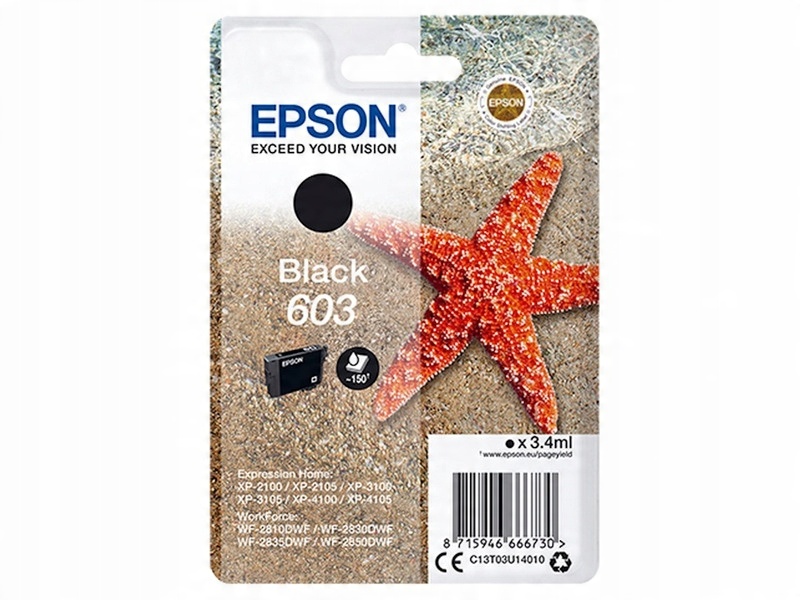 

Tusz Epson 603 Czarny 3.4 ml C13T03U14010