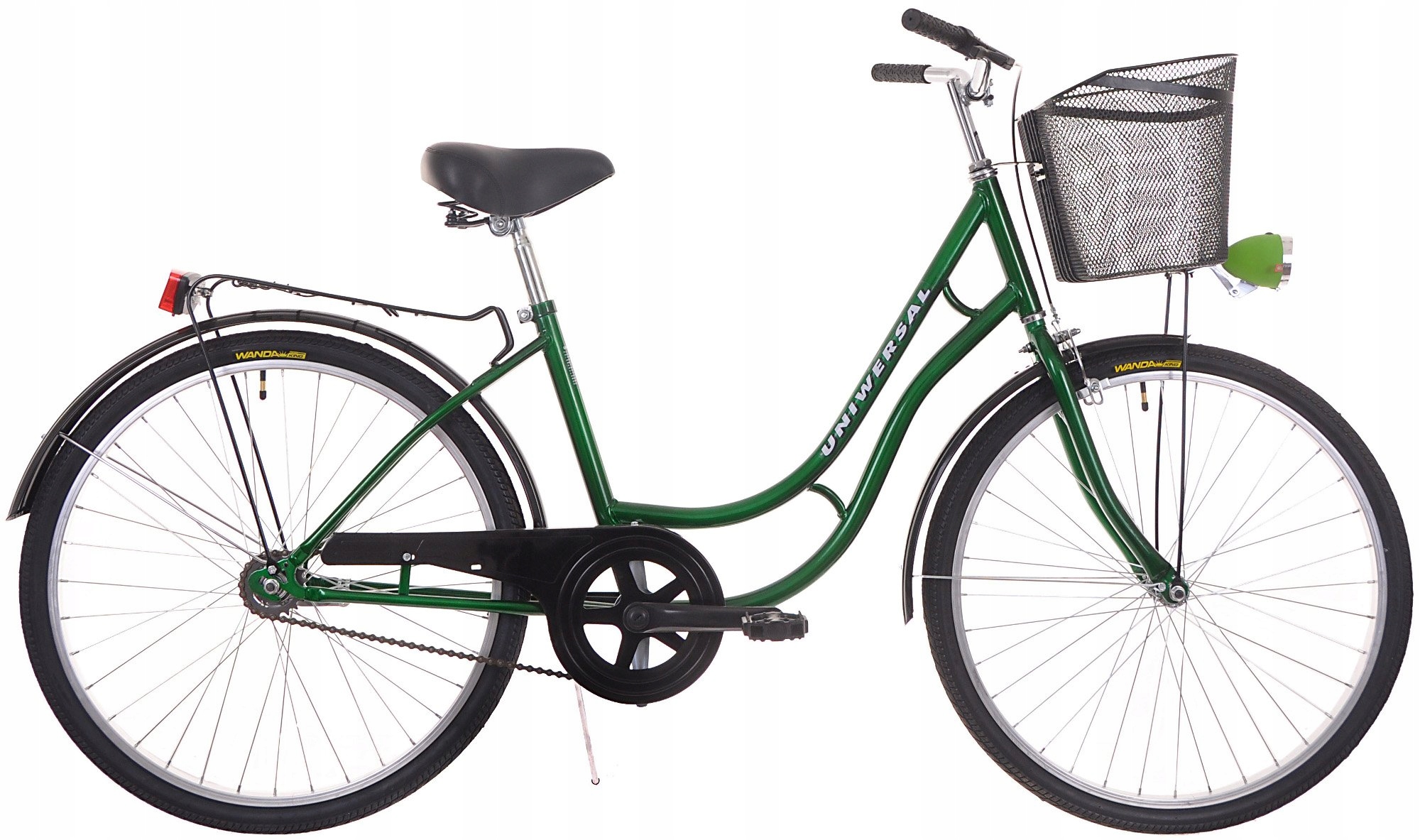 Rower Damski Damka Męski Miejski Retro Uniwersal 26 Kosz Zielony