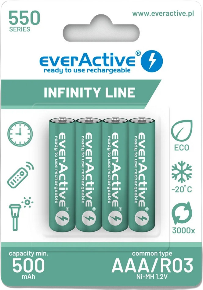 Akumulatorki Aaa R03 Ni-MH everActive 550mAh Infinity Line 3000 cykli