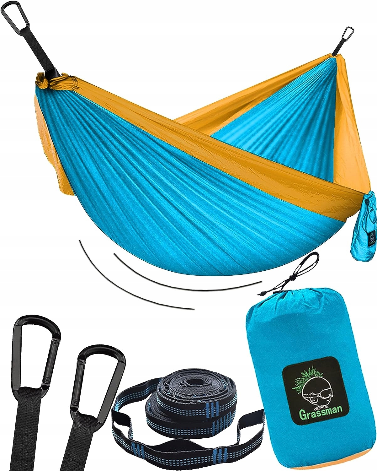 Hamak kempingowy przenośny turystyczny niebieski