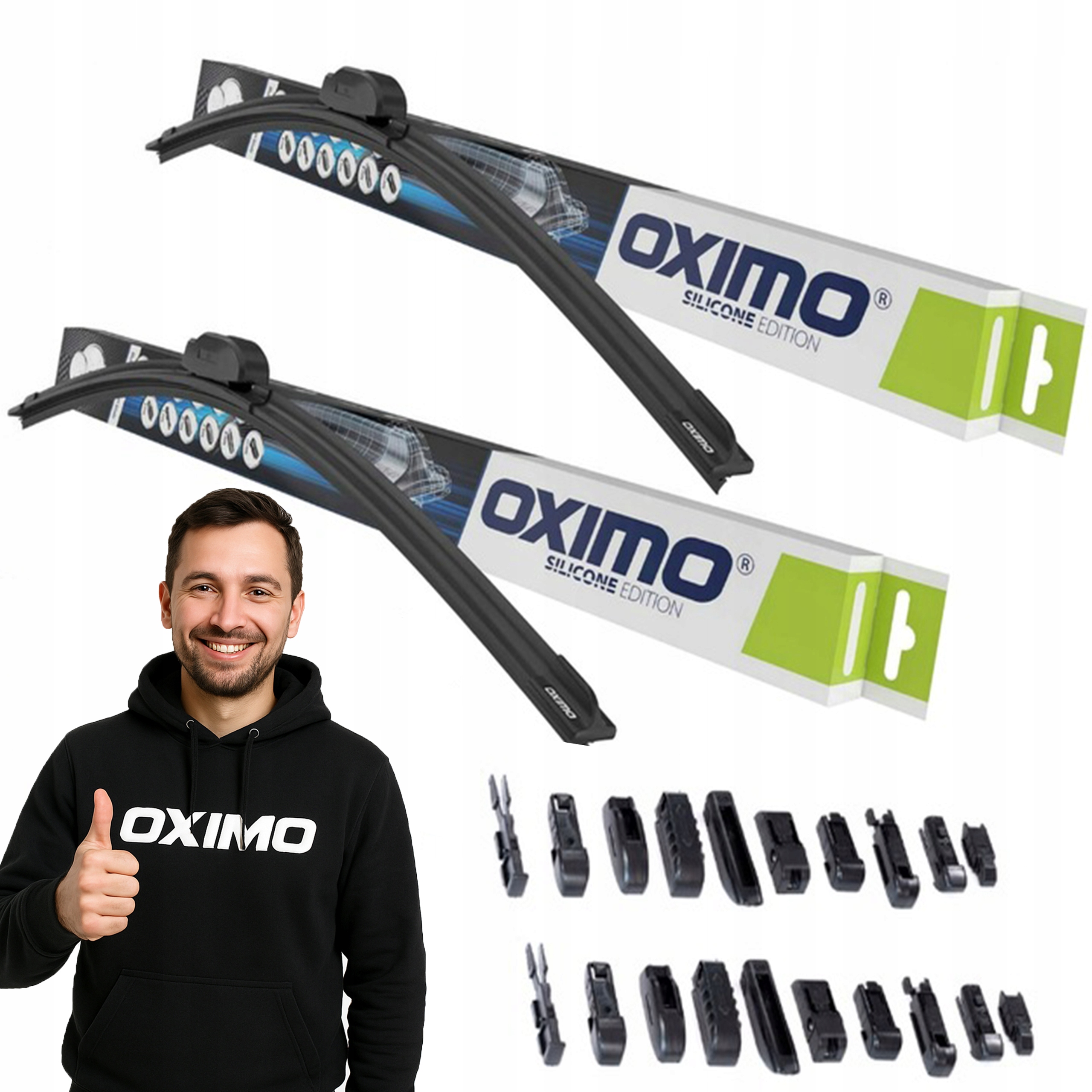 Wycieraczki Płaskie Oximo Multi 650mm+650mm 65cm+65cm Zestaw Przód