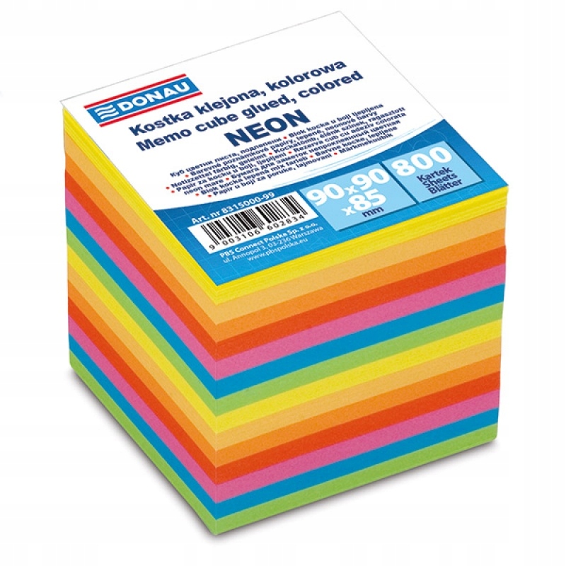 

Kostka klejona 90x90x90mm ok 800 kart neon mix