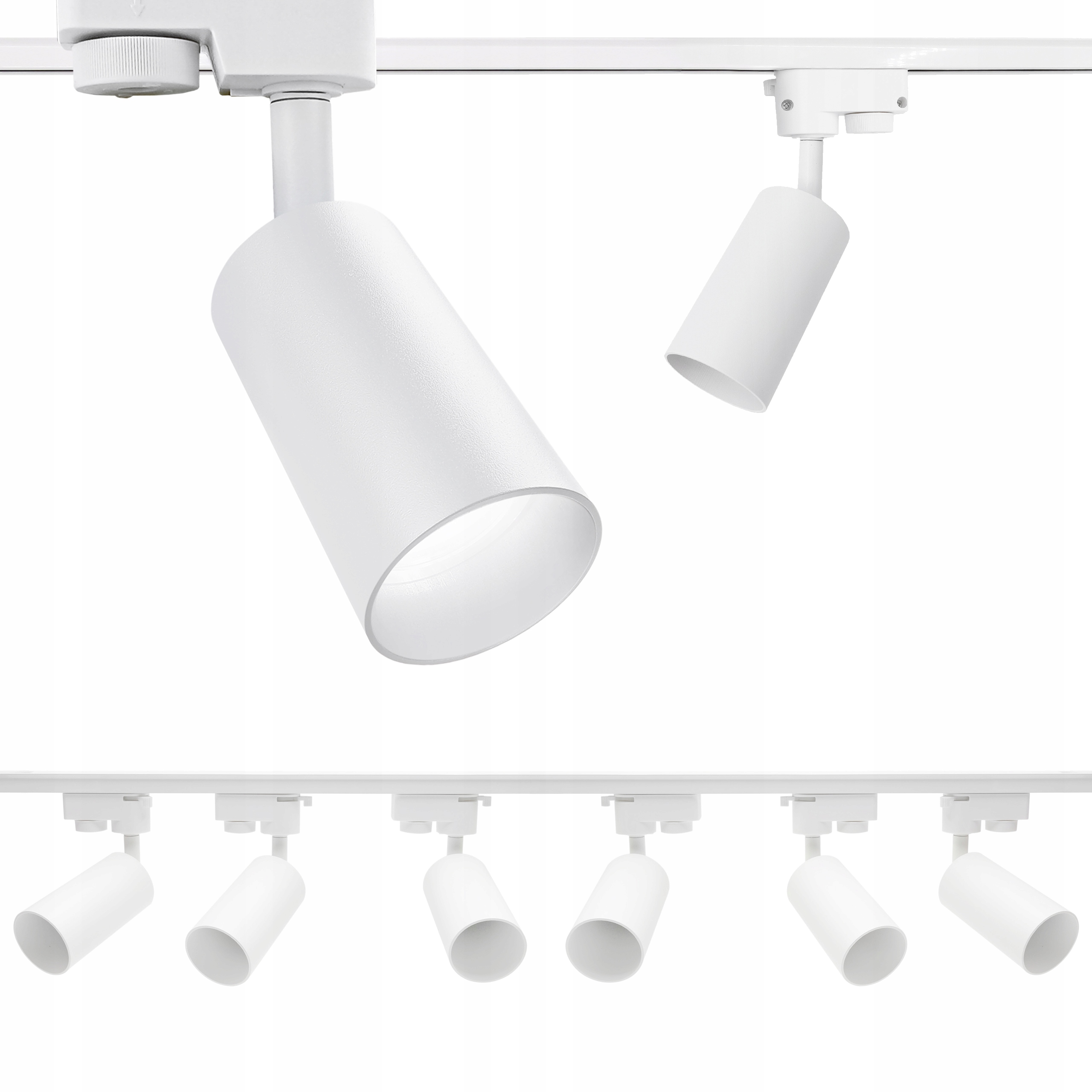 Zestaw 6x Spot Reflektor Ruchomy Biały Na GU10 Szynoprzewód Szyna 2m
