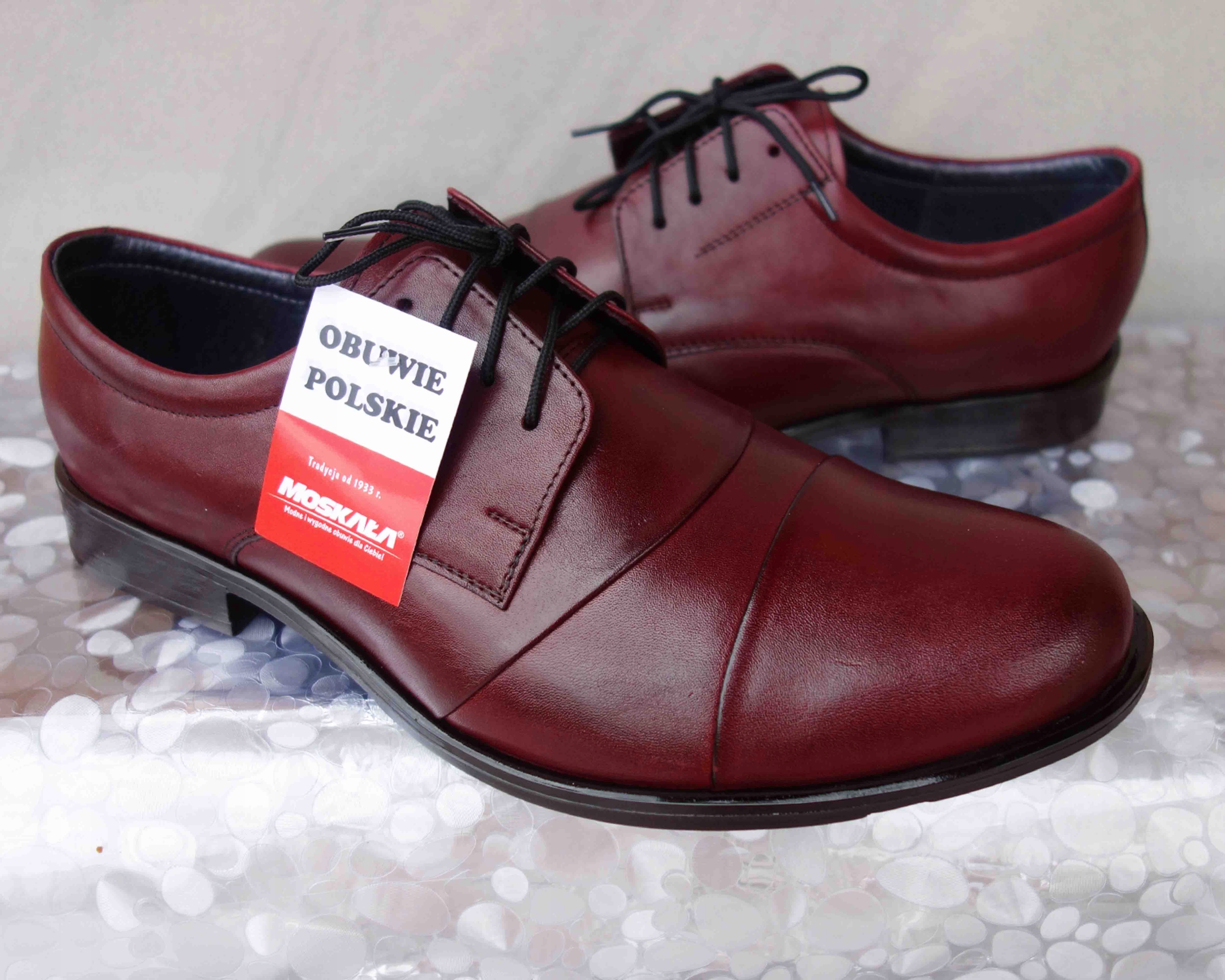 Skórzane BUTY MESKIE szerokie TĘGOSĆ H BORDO nr 44 Kod producenta 230/XLv_ bordo