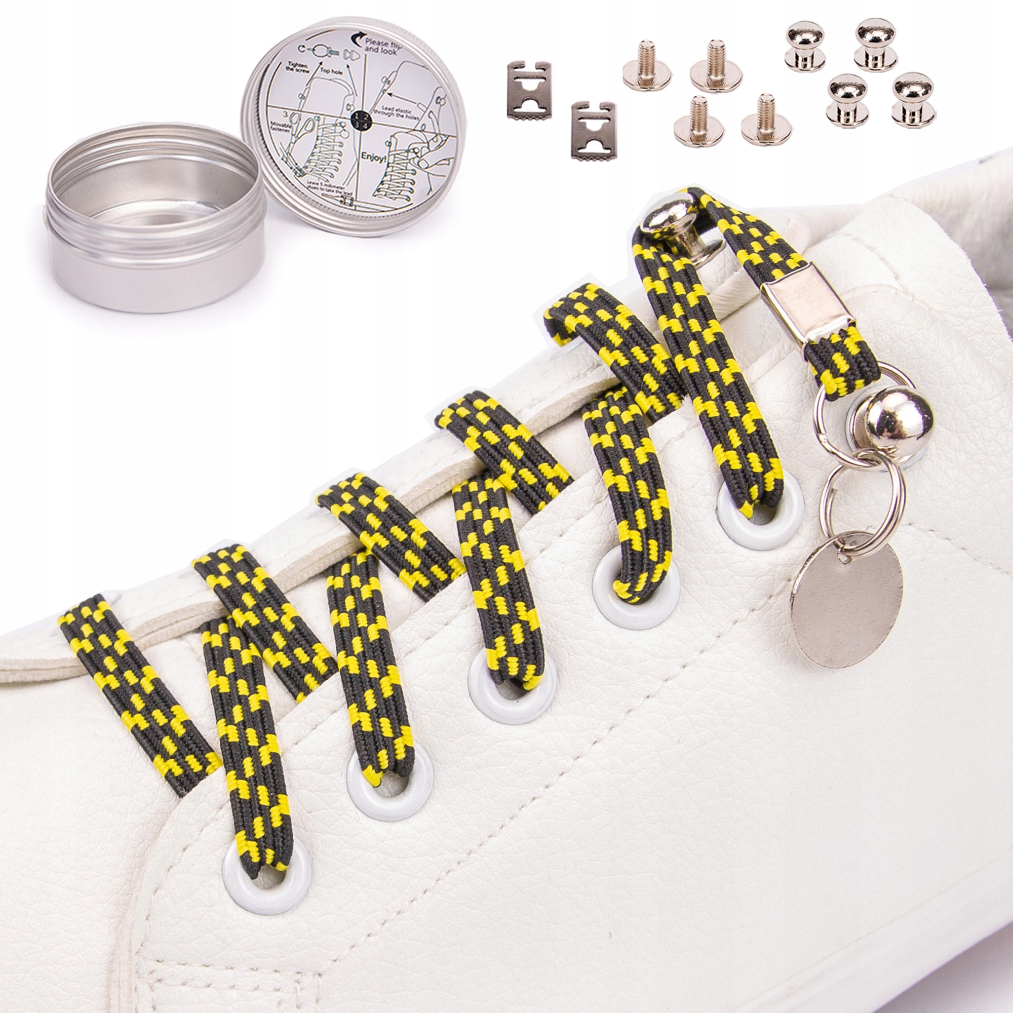 

Sznurowadła elastyczne gumowe czarno żółte kratka