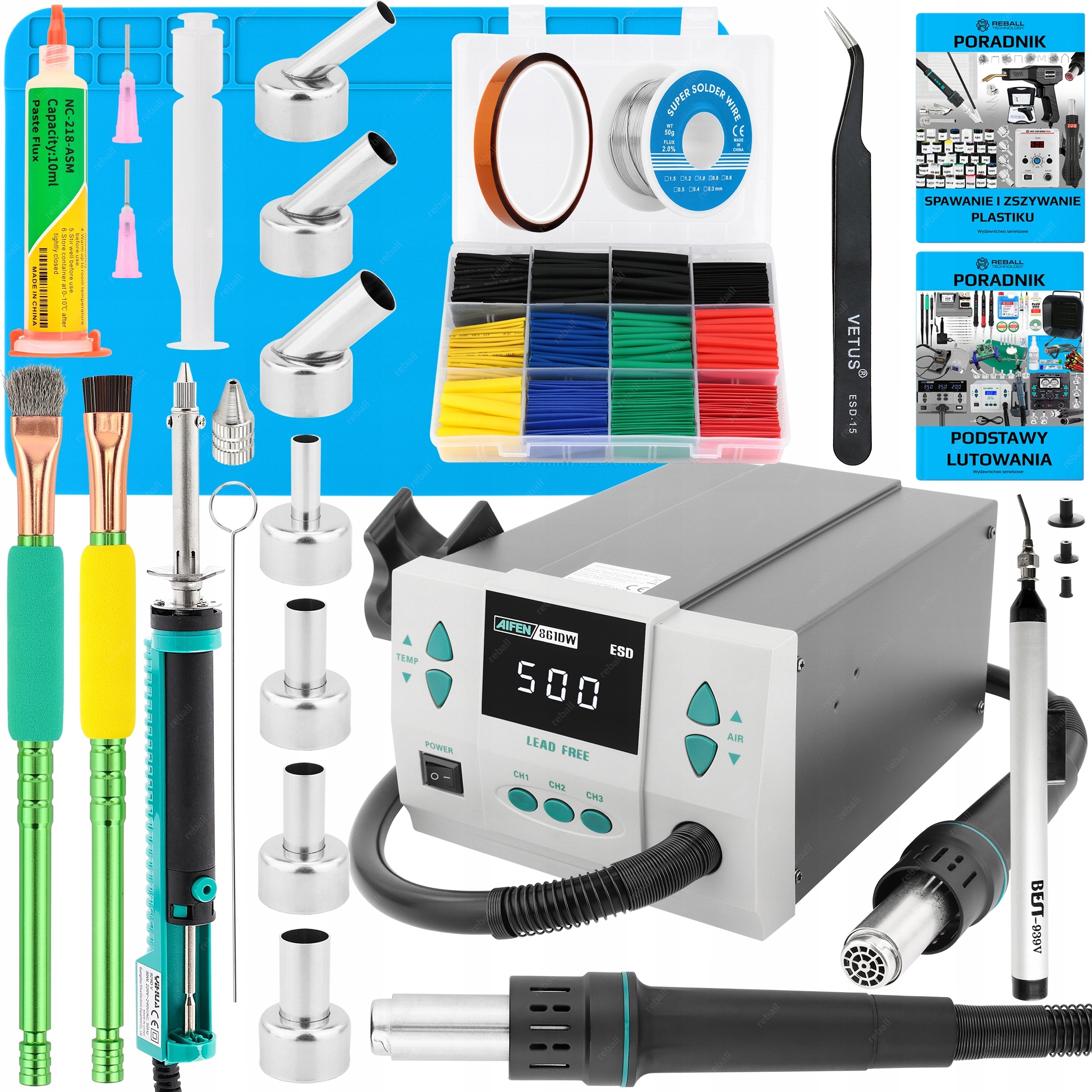 Set Pájecí Stanice Hot Air Svařovací Plast Aifen 861DW 1000W XXLv3