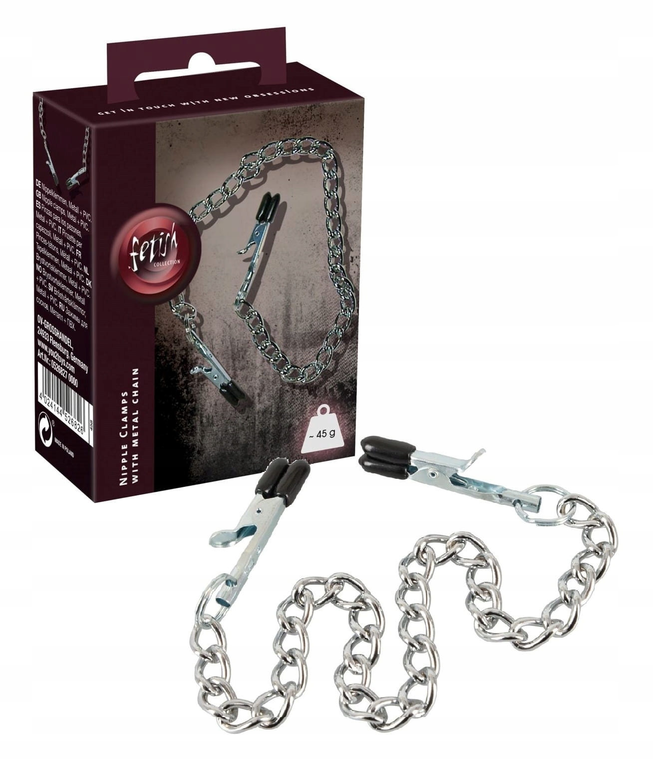 ЗАЖИМЫ НА СОСКИ С ЦЕПЬЮ 30 СМ В ДЛИНУ