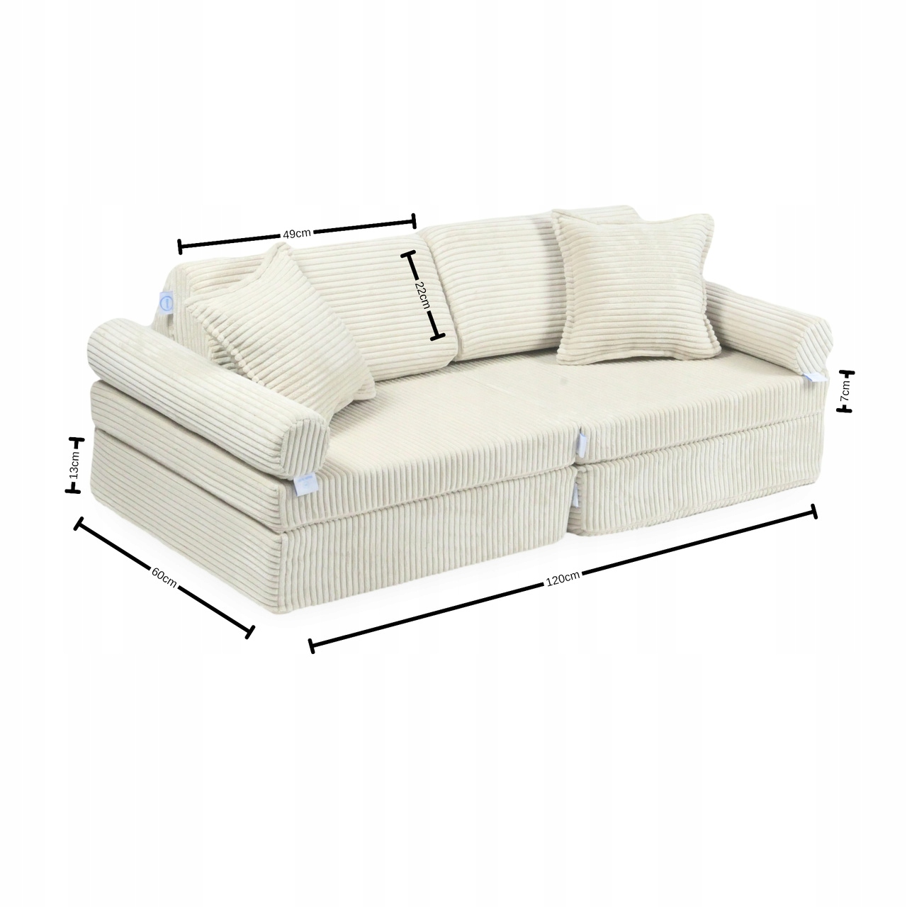 Mini Sofa do zabawy Montessori Comfort Sztruks Jasny róż