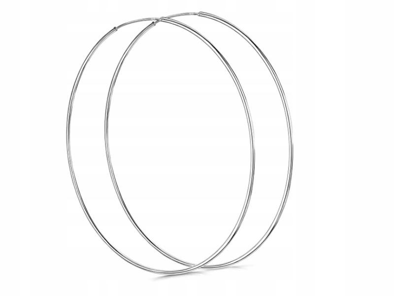 

Klasyczne Srebrne Kolczyki Grube Duże Koła 7CM 2MM