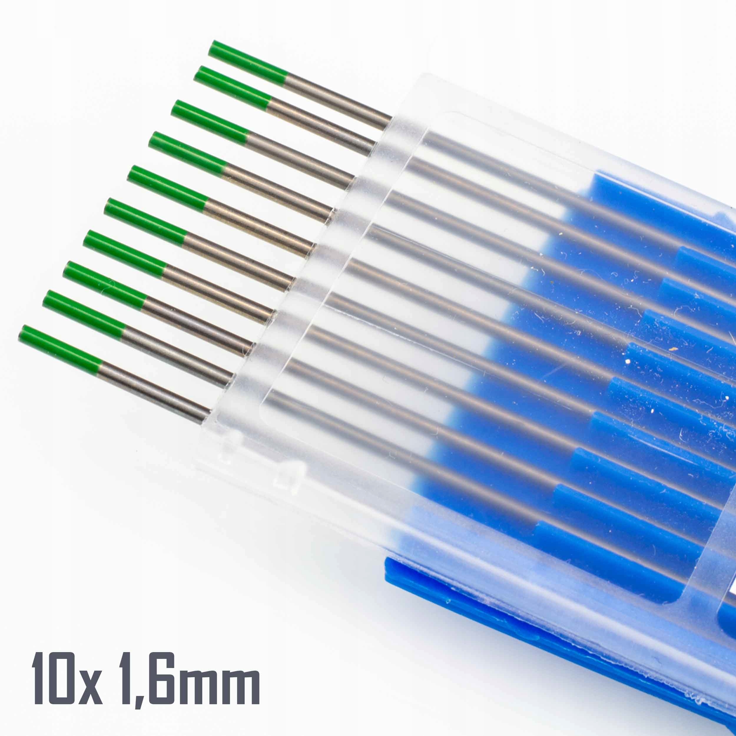 Wolframové Elektrody Zelené Wp 1,6 Tig Ac pro hliník Almg 10 Kusů