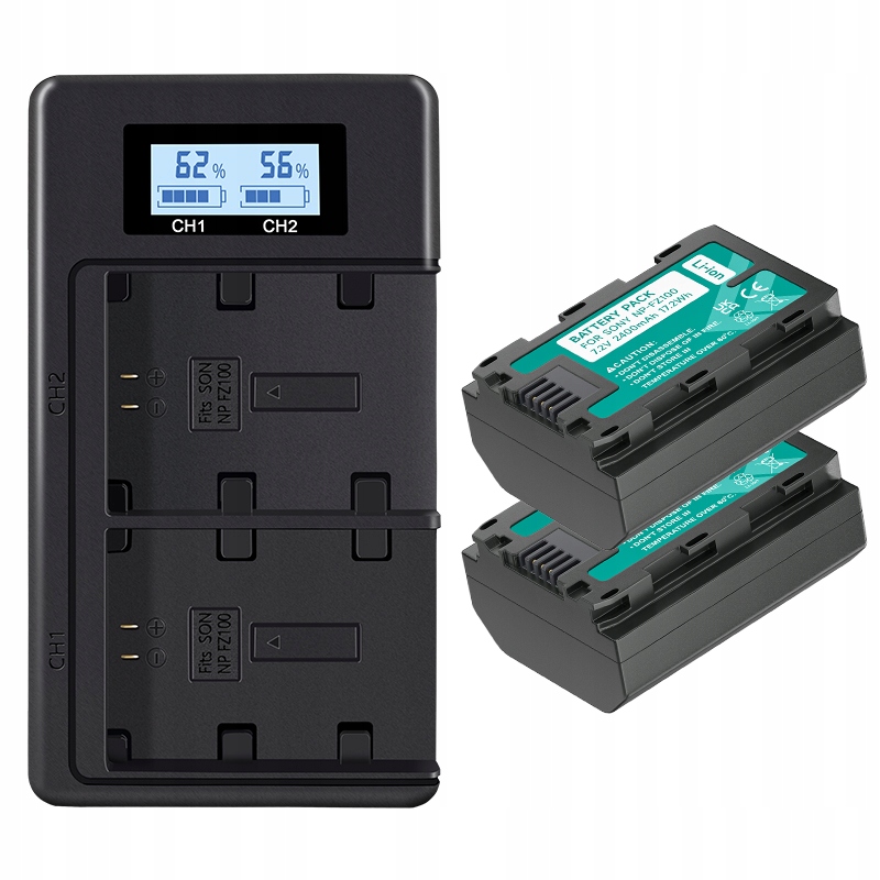 2ks Baterie NP-FZ100 pro Sony Alpha A7III A7R III A9 Alpha 9 A7R3 Nabíječka