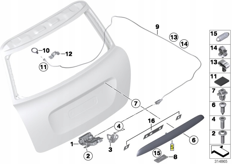 MINI listwa uchwyt tylnej klapy klamka R50 R52 R53 Part manufacturer Mini OE