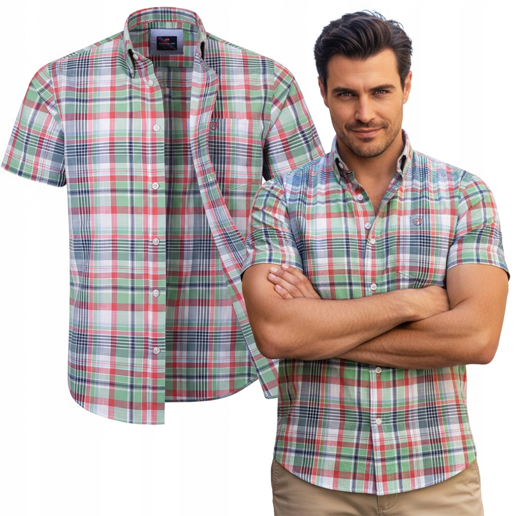 Pánská Kostkovaná Košile s krátkým rukávem Regular Fit Bavlna XL Pako Jeans