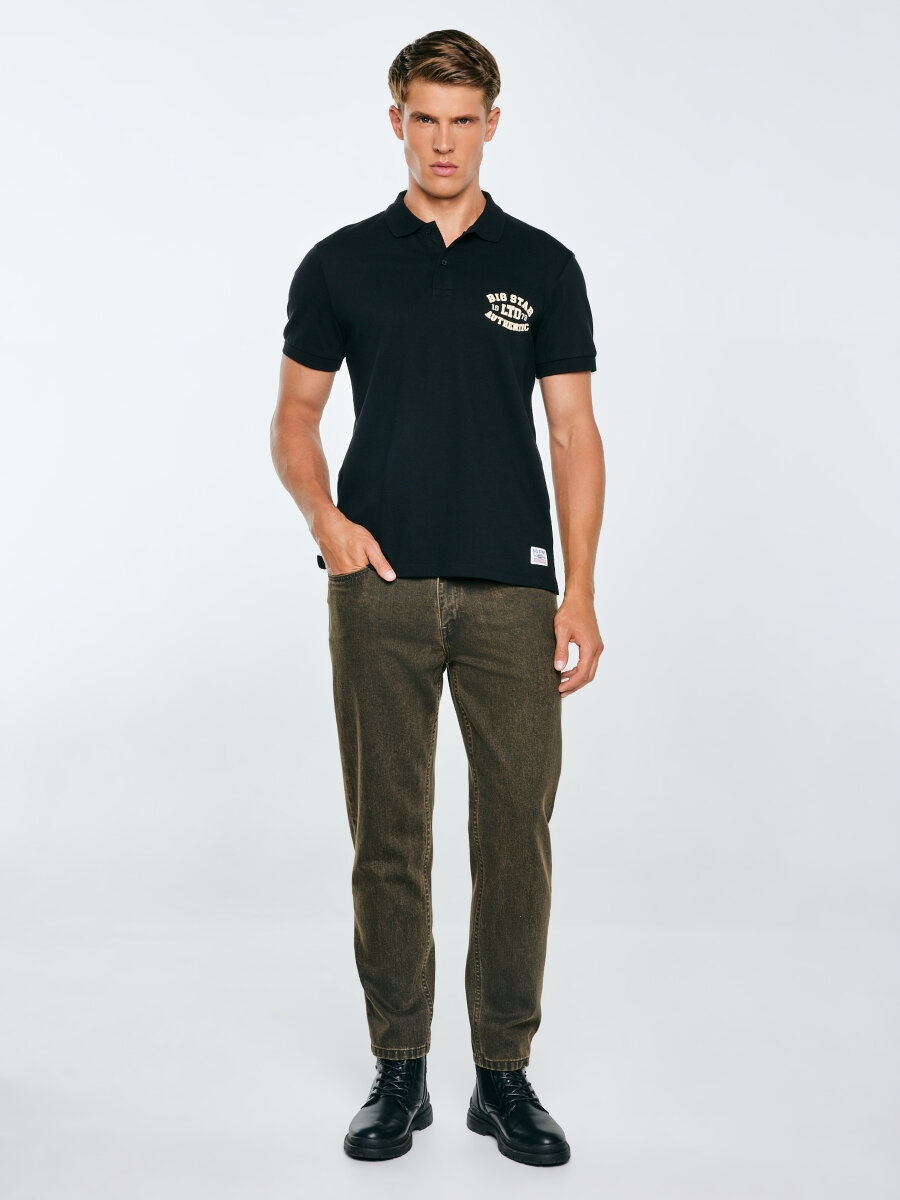 Big Star Tričko Pánské Polo Černé Livier 906 S