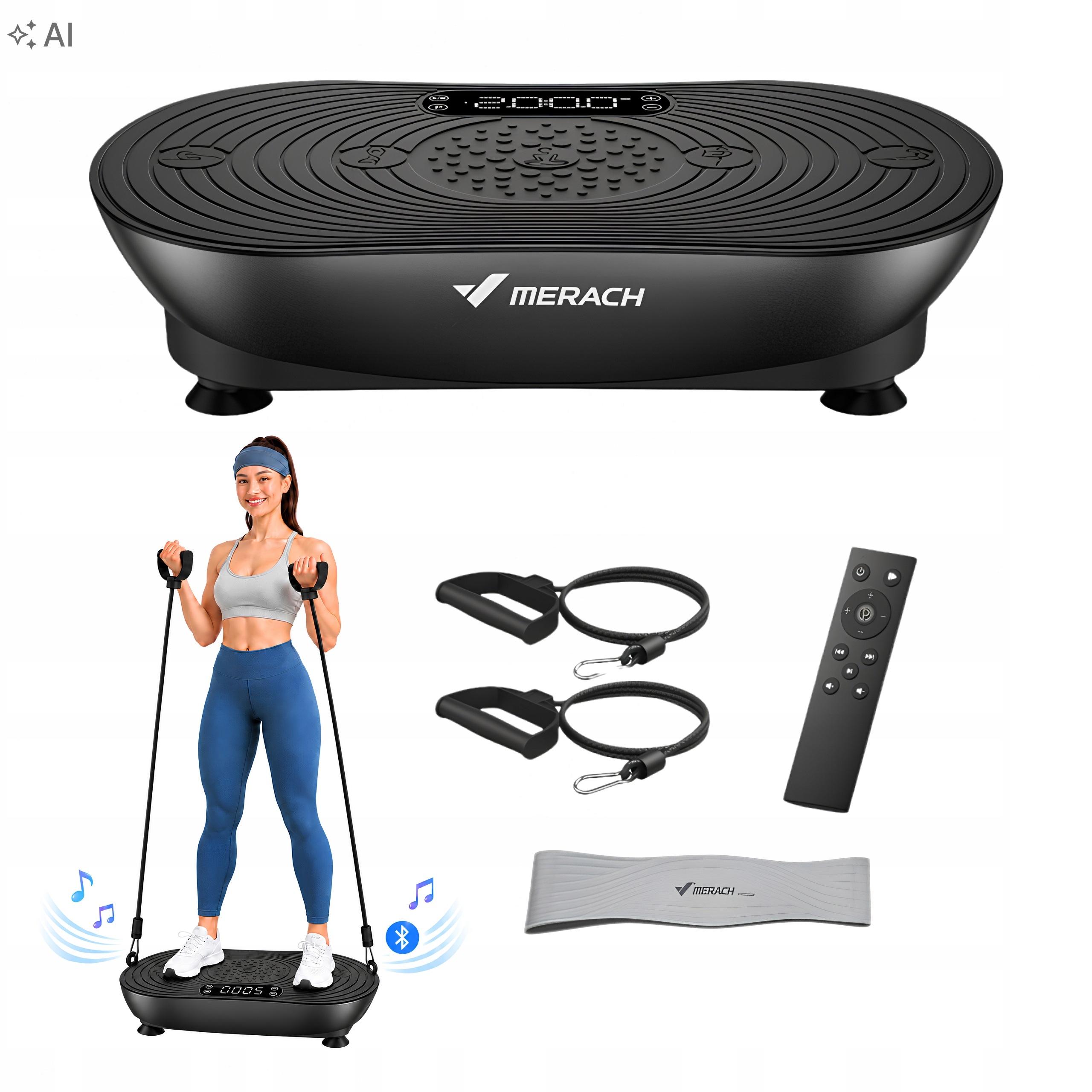 Merach MR-2533B1 Vibrační plošina 99 úrovní 150W 181kg Bluetooth Dálkové ovládání
