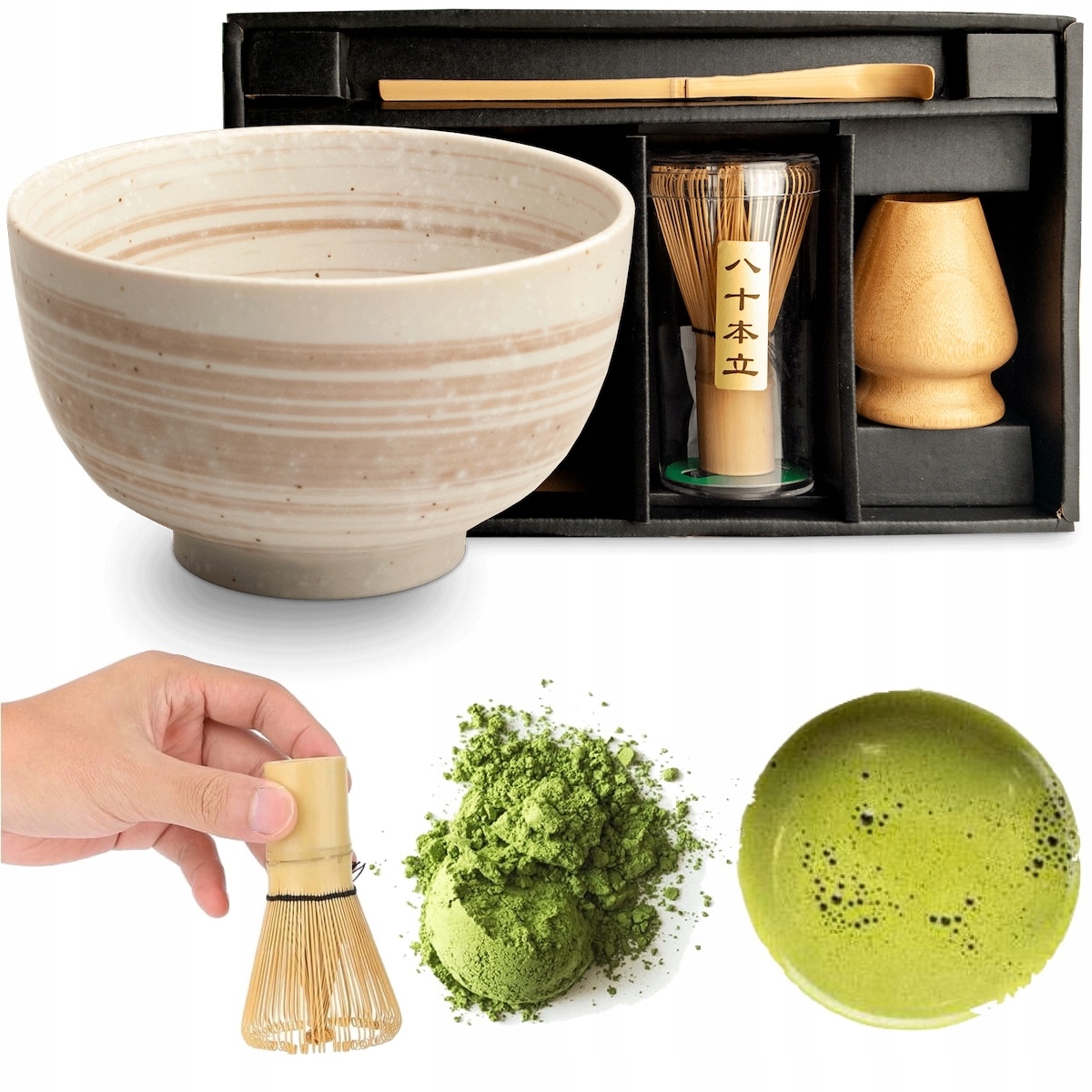 Levně Sada pro přípravu čaje Matcha Hakemekobiki 4 prvky Edo