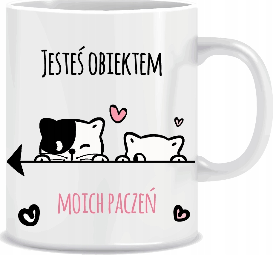 

Kubek kot koty śmieszny tekst z memów + kartonik