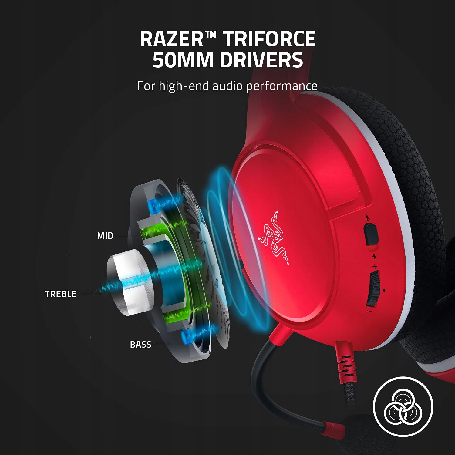 RAZER Kaira X Przewodowe Słuchawki Gamingowe Xbox Series X S Czerwone — miniatura 2