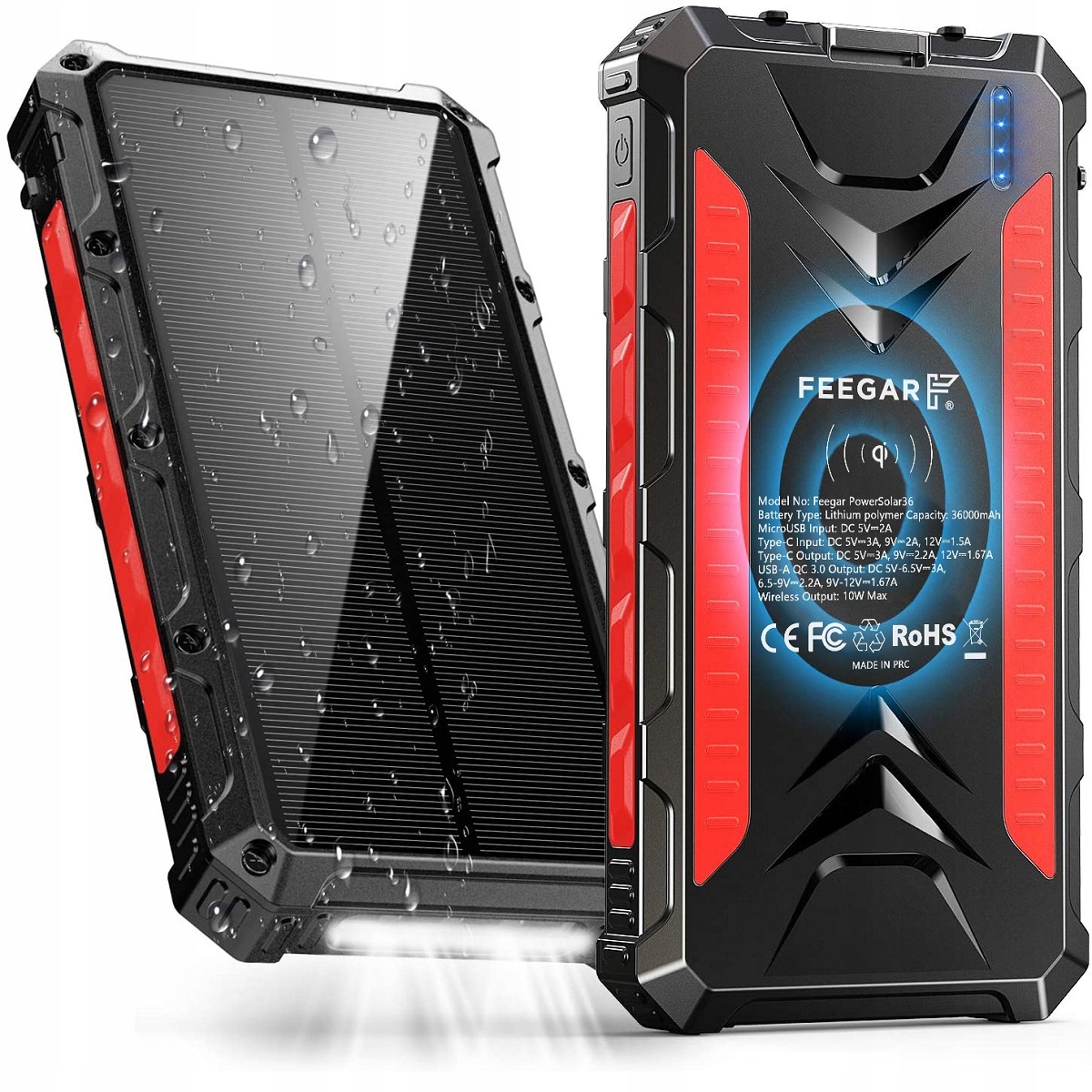 

PowerBank Feegar 36000mah 4xUSB 20W Solarny Indukc