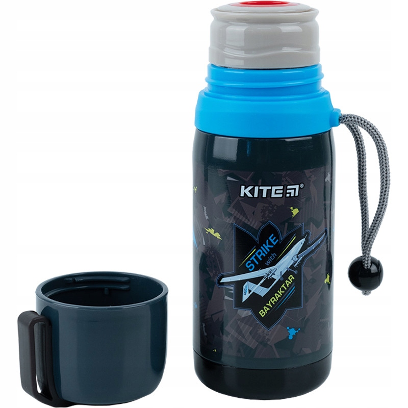 TERMOS DLA CHŁOPCÓW Z KUBKIEM DLA DZIECI METALOWY Z SAMOLOTEM 350 ml KITE Pojemność 0.35 l