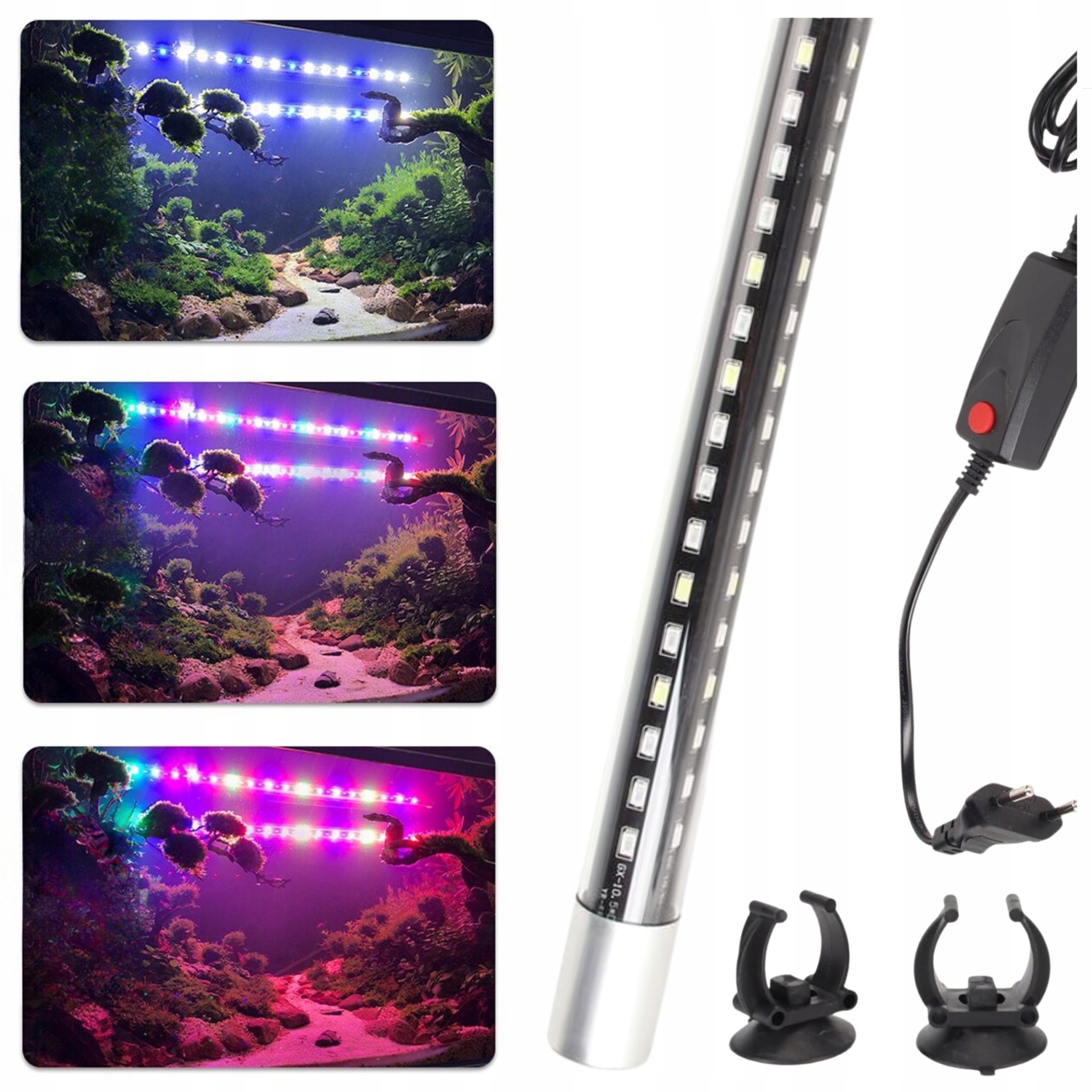 Светодиодный светильник для аквариума, 36 см, подводный 5,5 Вт, 3 режима освещения