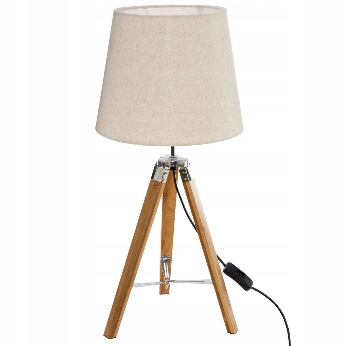 LAMPA STOŁOWA BAMBUSOWA + BEŻOWY KLOSZ boho 58 cm