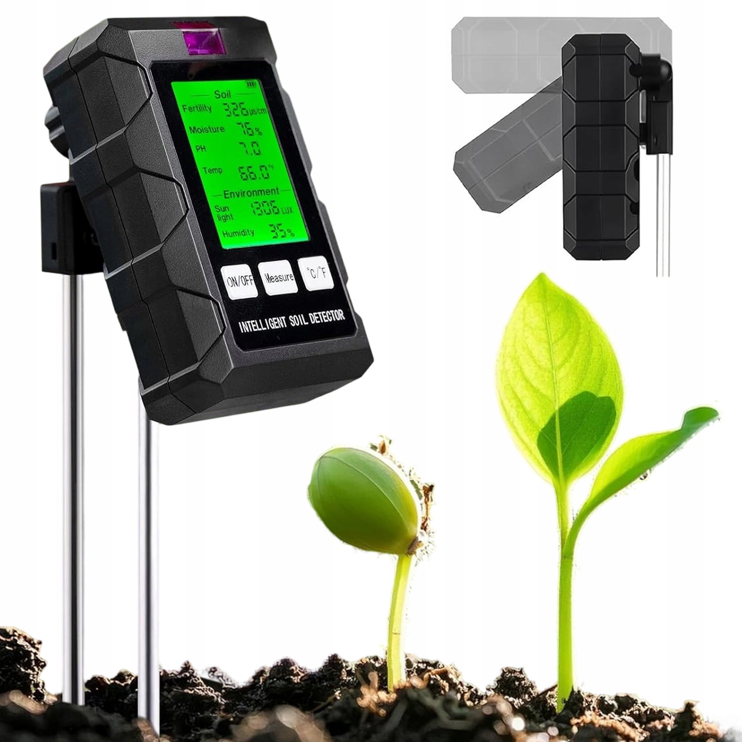 Tester Půdy 6V1 Měřič Ph Vlhkosti Teploty Pro Substrát S LCD